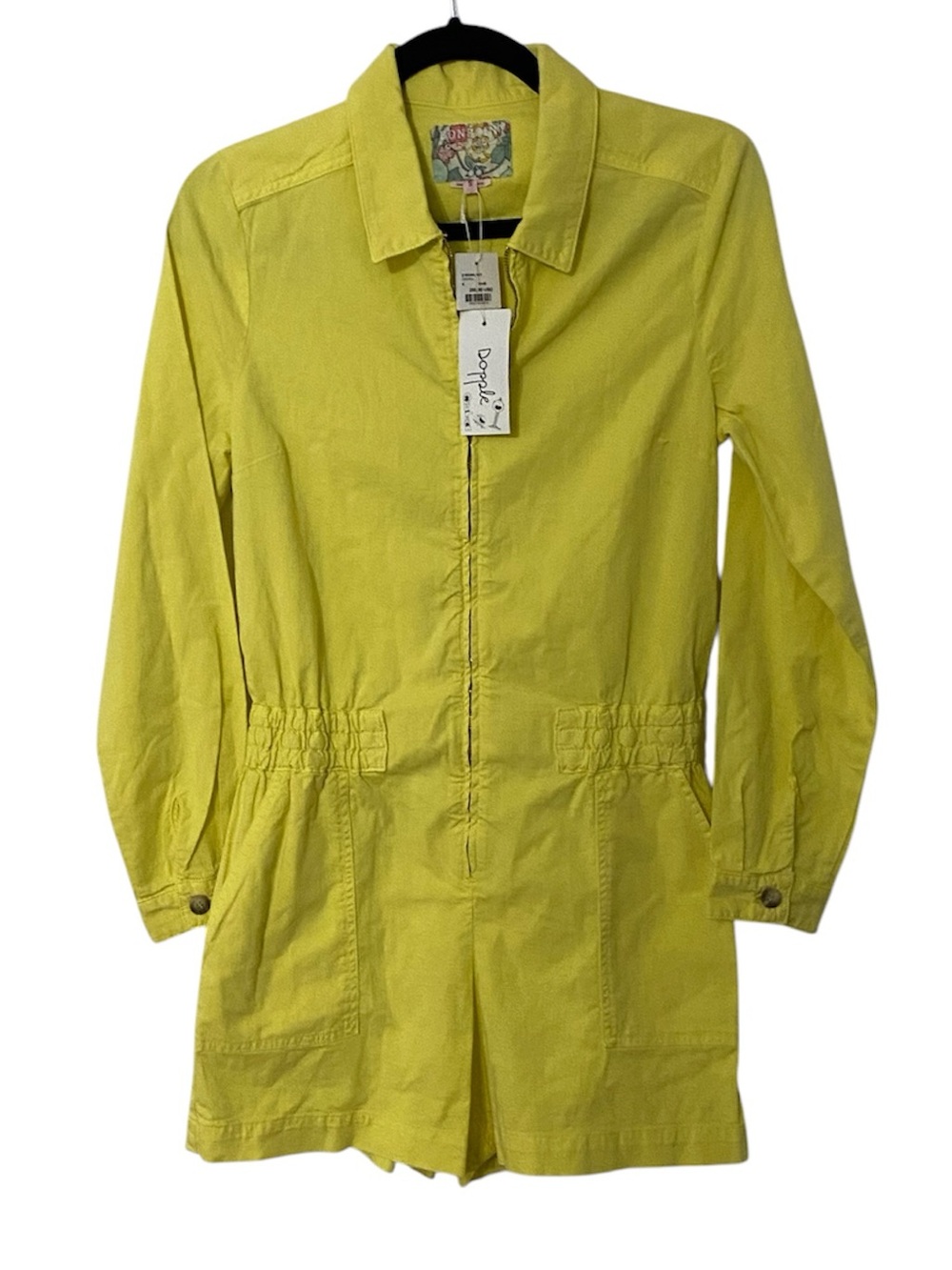 NWT BONPOINT Yellow Zip-Front Long Sleeve Romper S